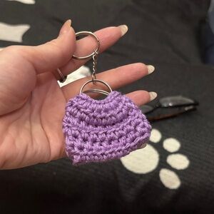 Purple Crochet Keychain Accessory